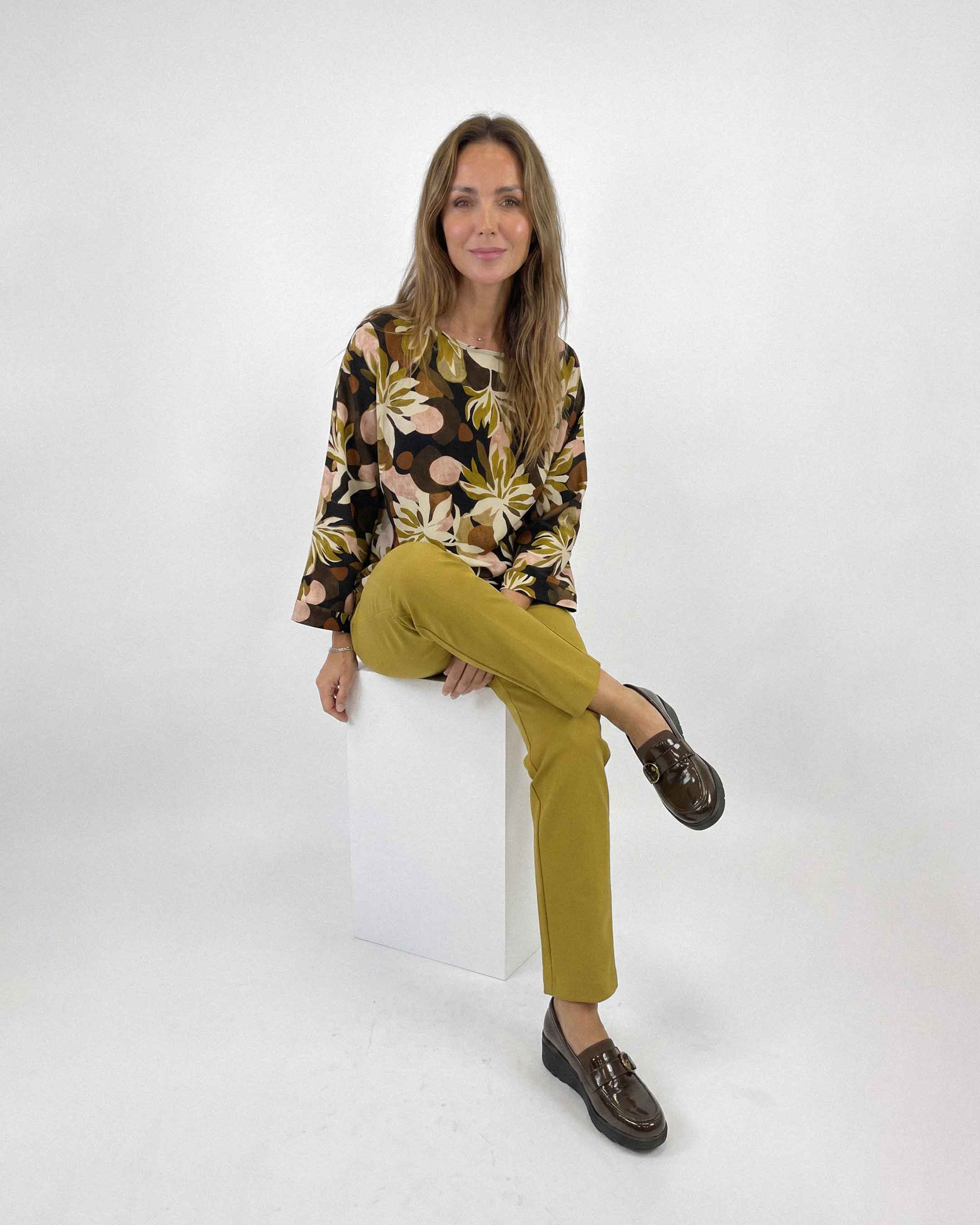 Blusa Anastassia Oliver Delhi Crudo Mostaza