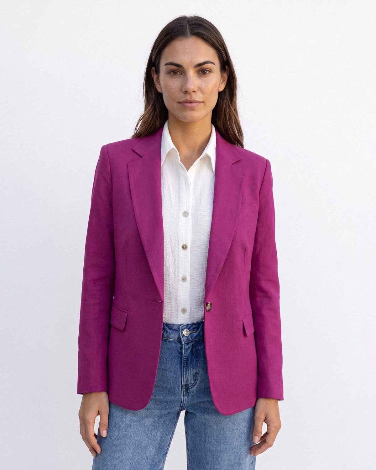 Chaqueta Alana Lino Algodón, color fucsia