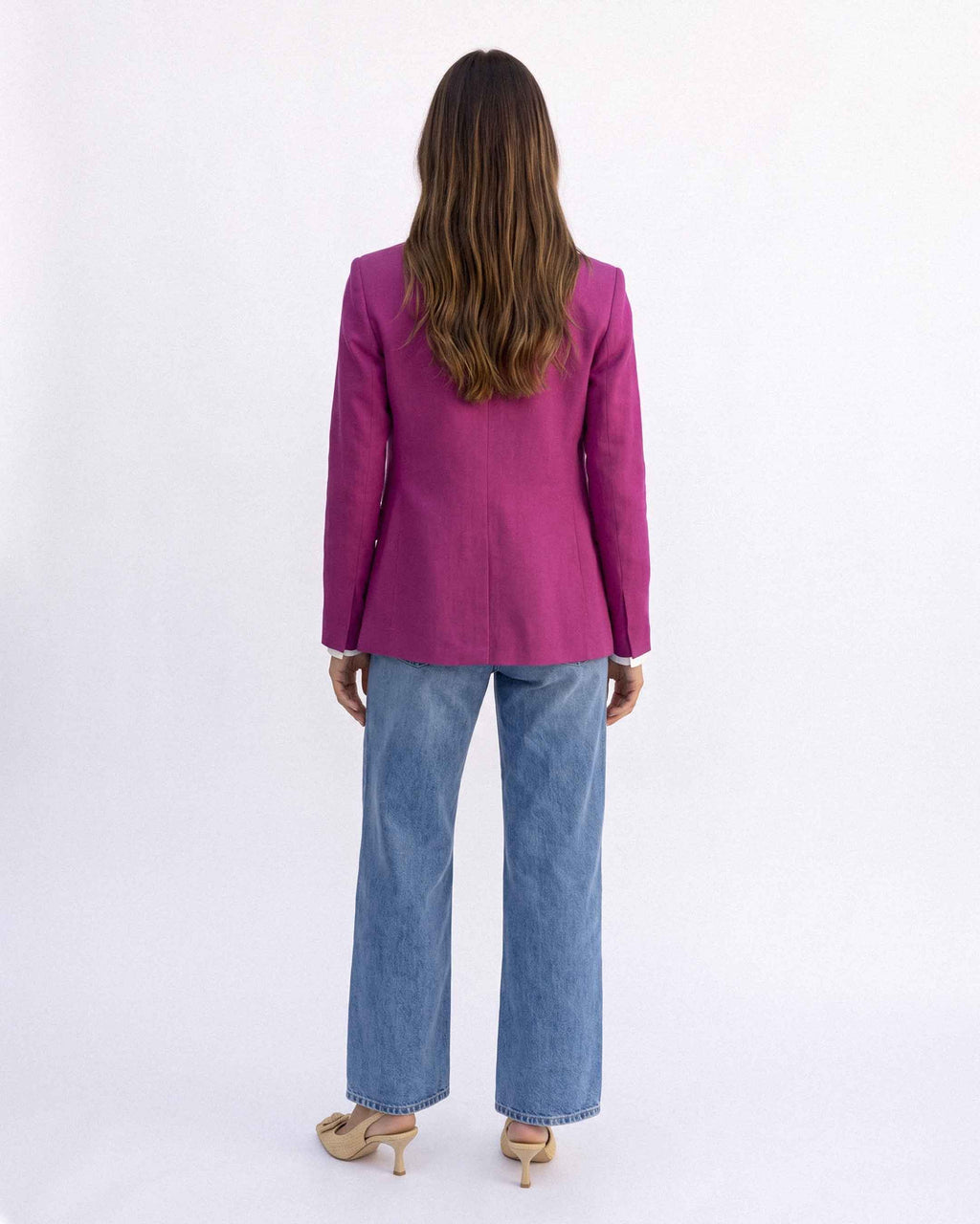 Chaqueta Alana Lino Algodón, color fucsia