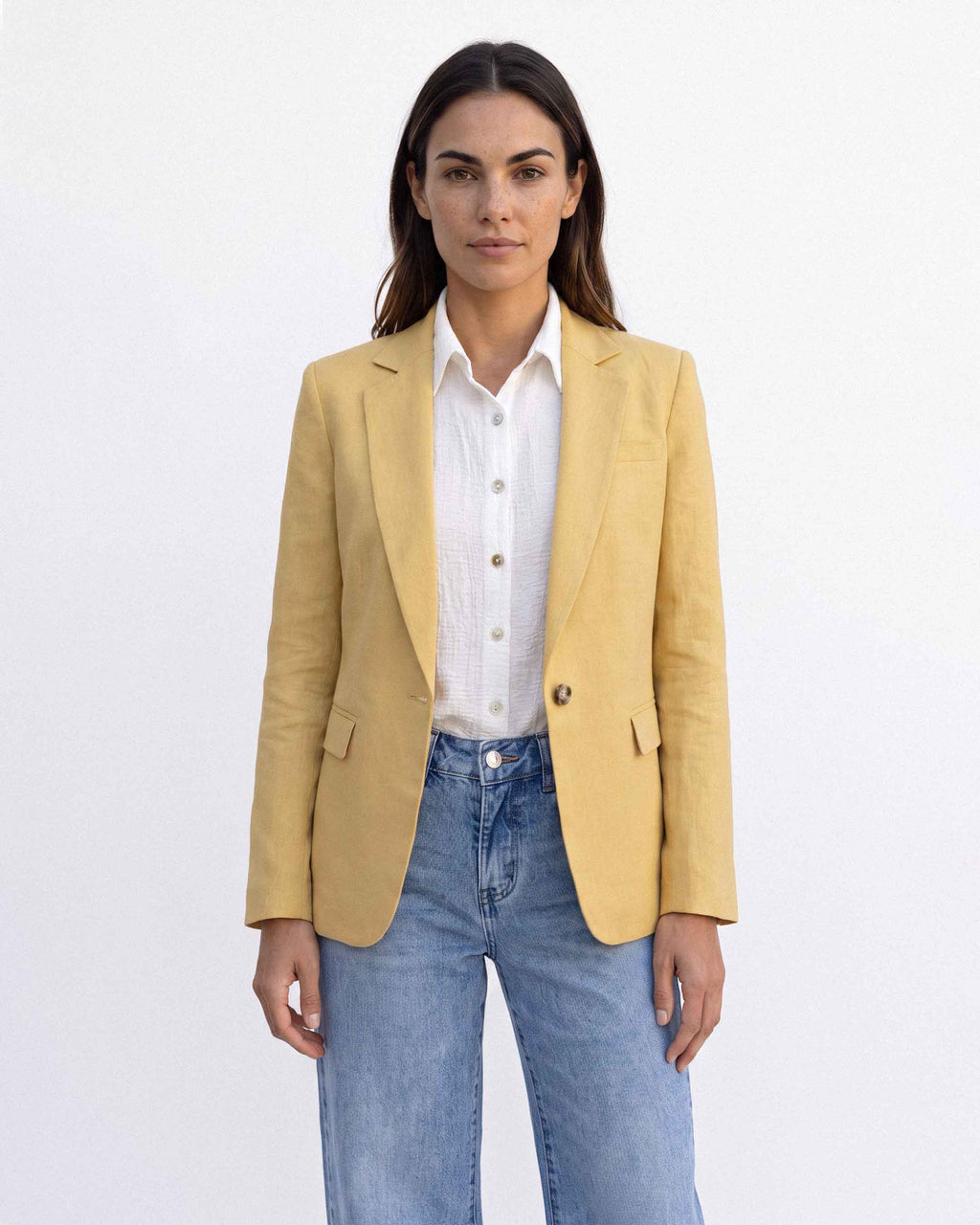 Chaqueta Alana Lino Algodón, color lúcuma