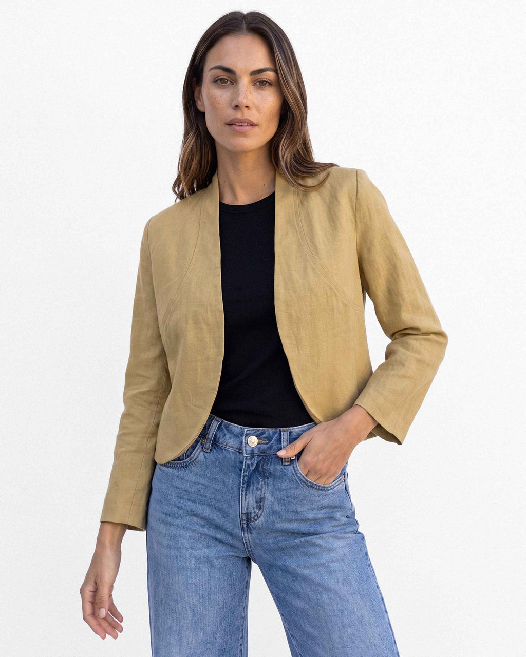 Chaqueta Antonella Lino Algodón, color arena