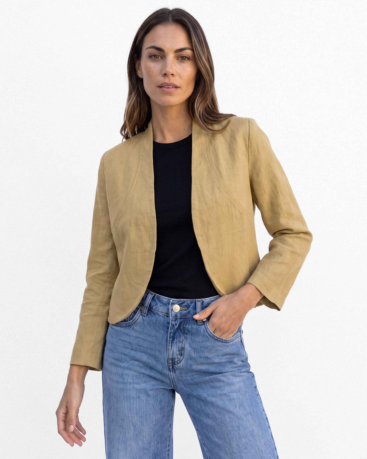 Chaqueta Antonella Lino Algodón, color arena