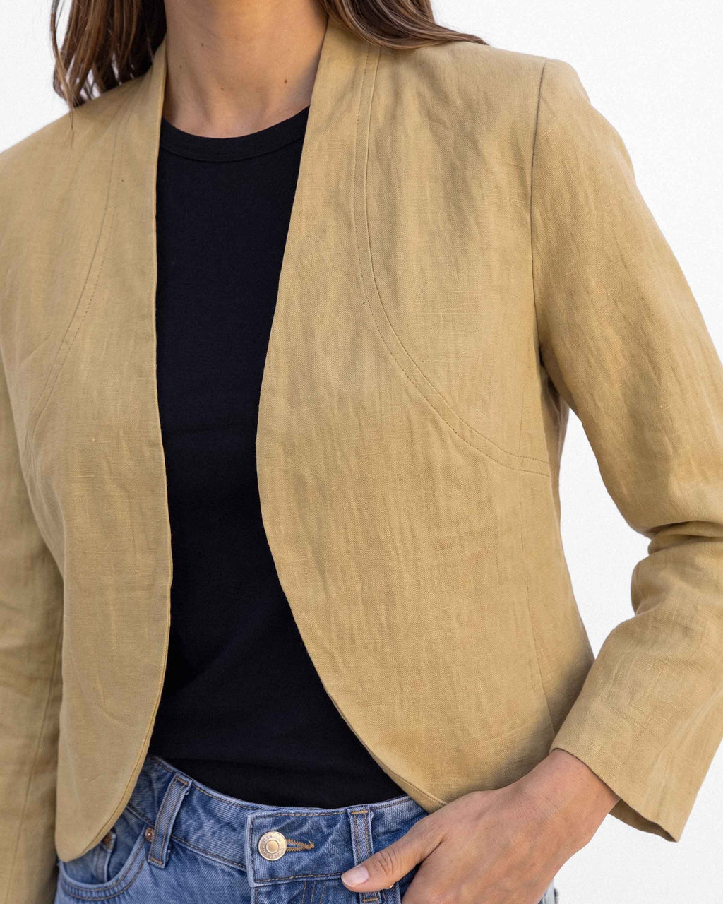 Chaqueta Antonella Lino Algodón, color arena