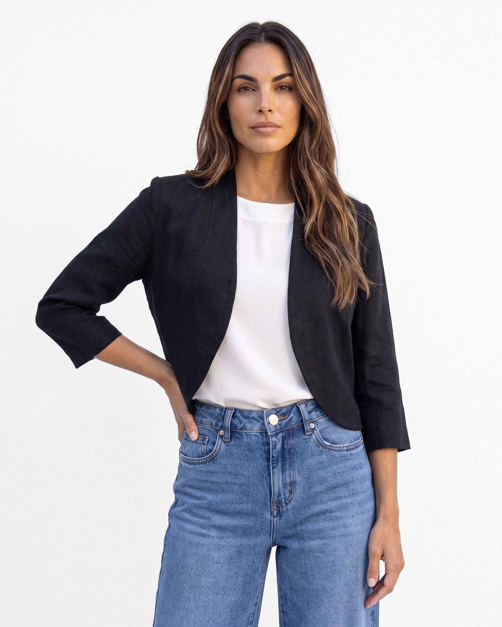 Chaqueta Antonella Lino, color negro