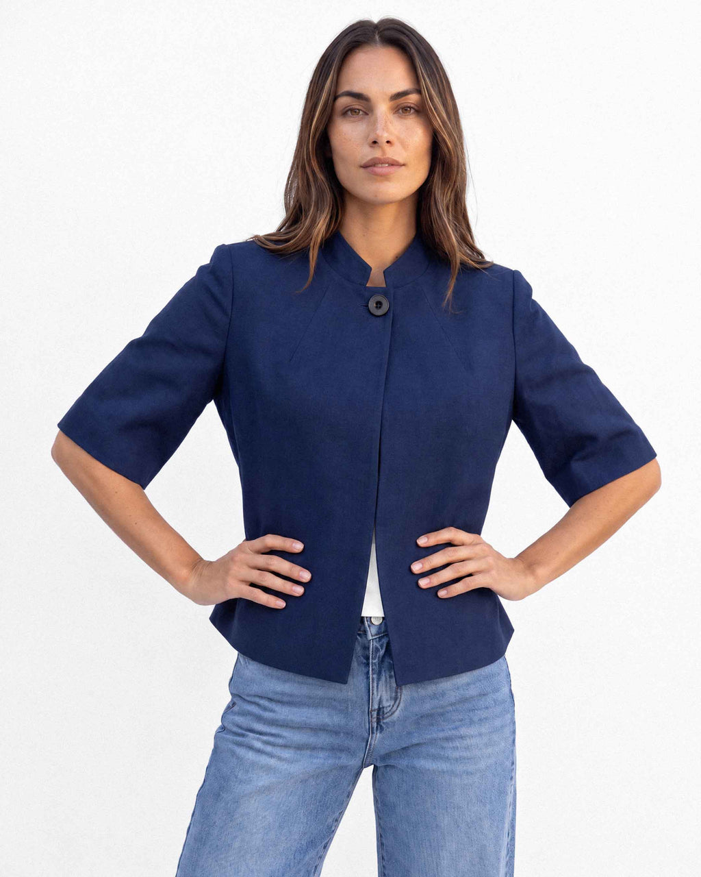 Chaqueta Ariana Lino Algodón, color marino