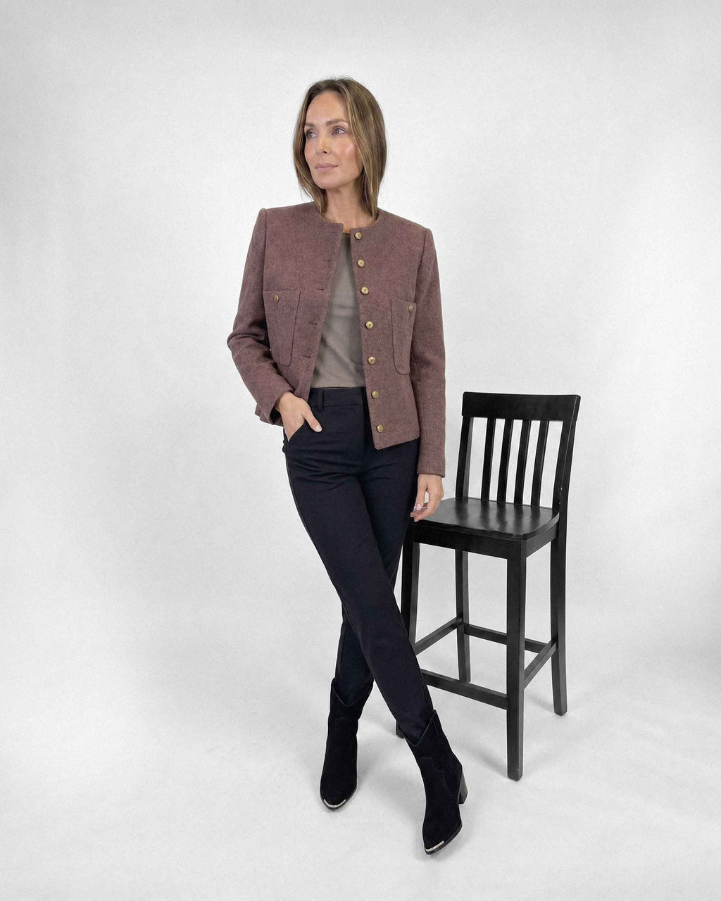 Chaqueta Anastassia Capri Lana, Color Morado