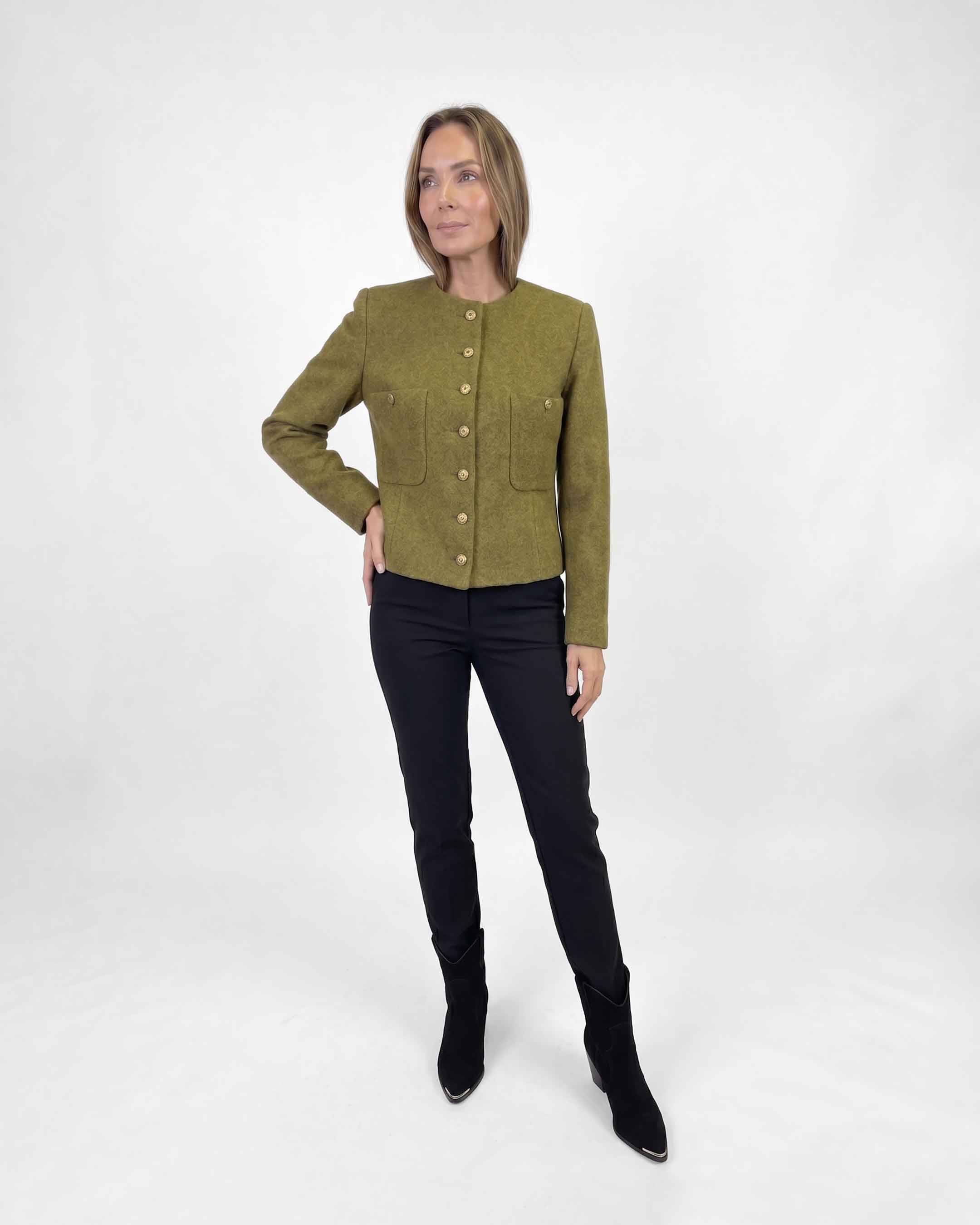 Chaqueta Anastassia Capri Lana, Color Oliva