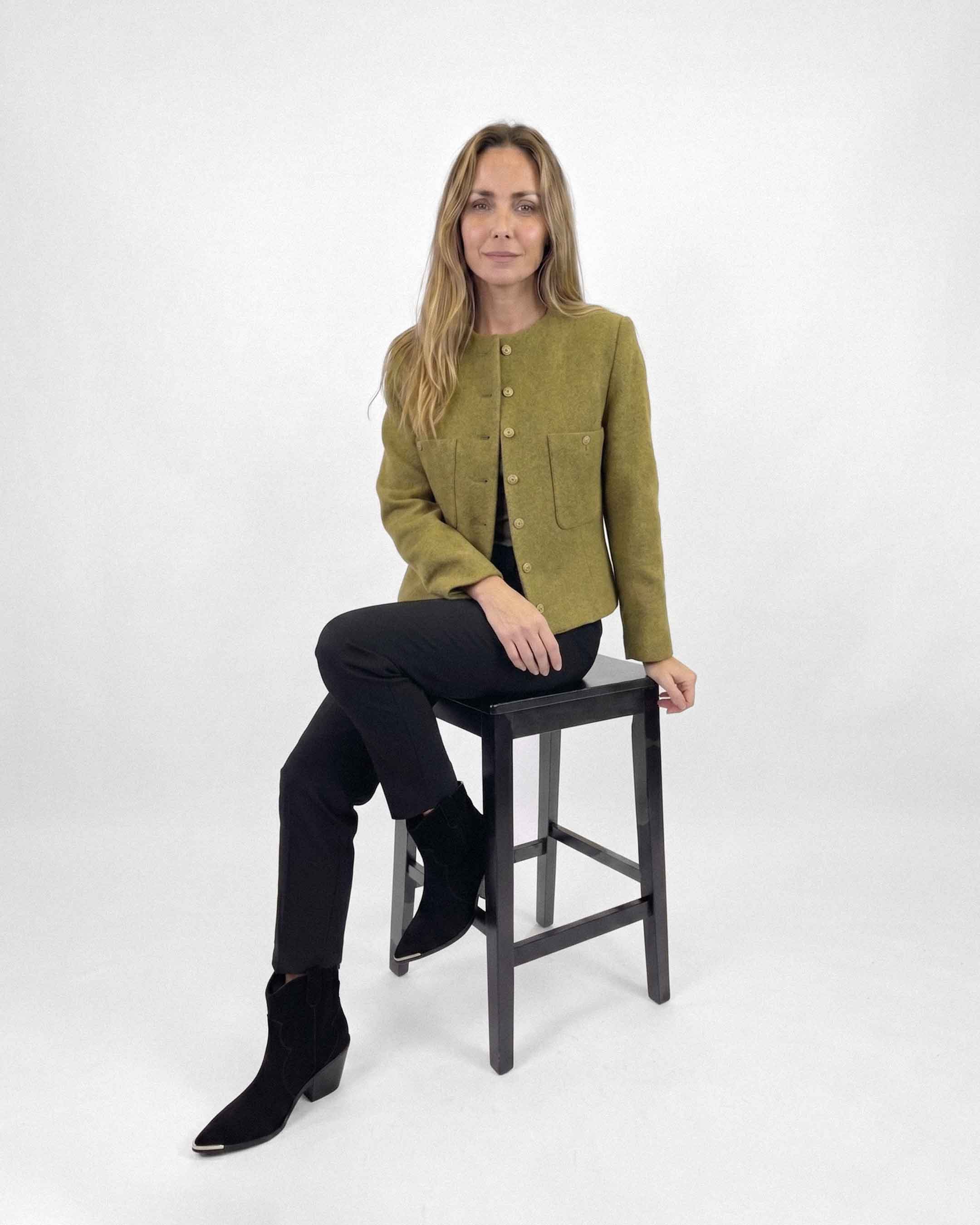 Chaqueta Anastassia Capri Lana, Color Oliva