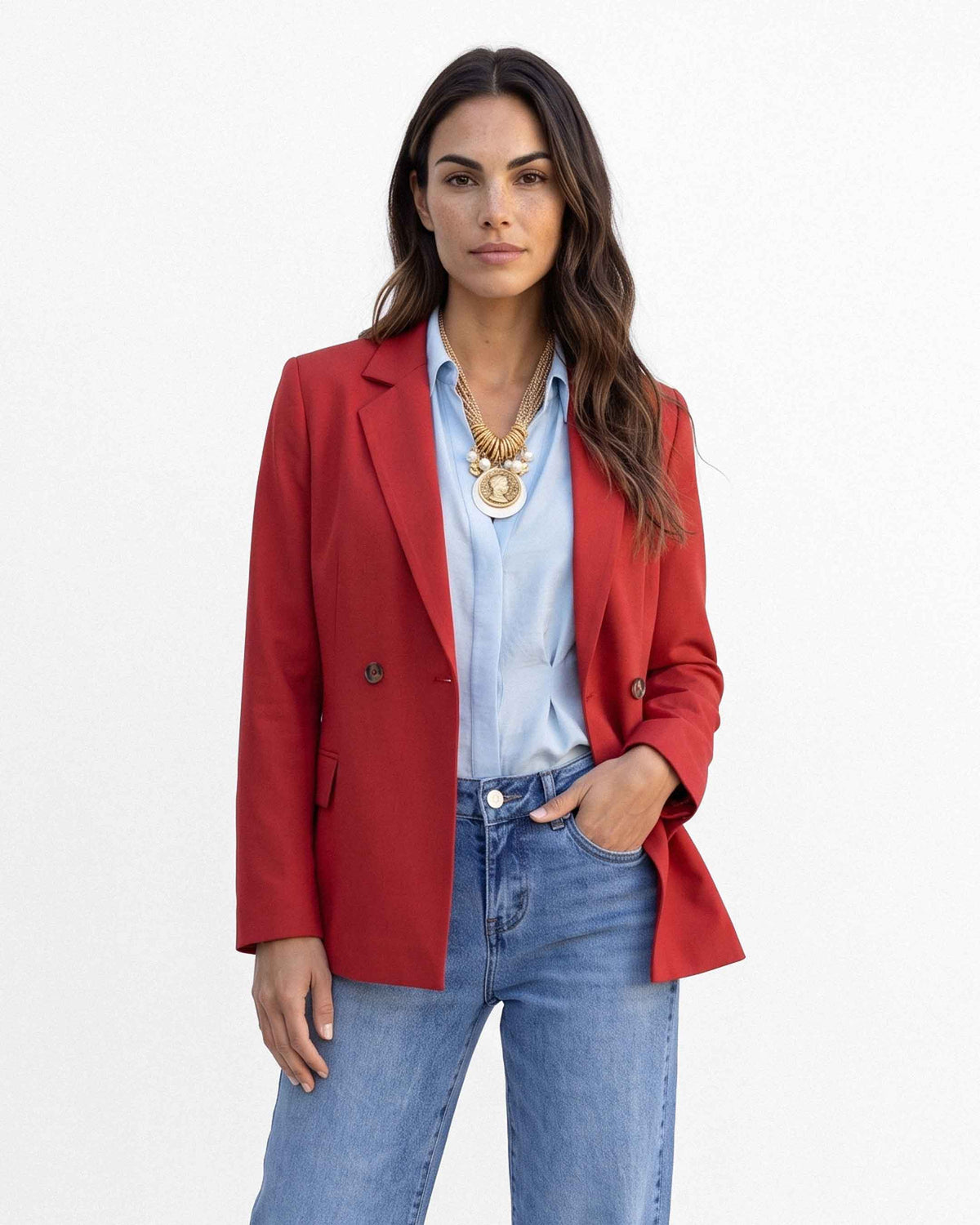 Chaqueta Barbara Lino Algodón, color rojo