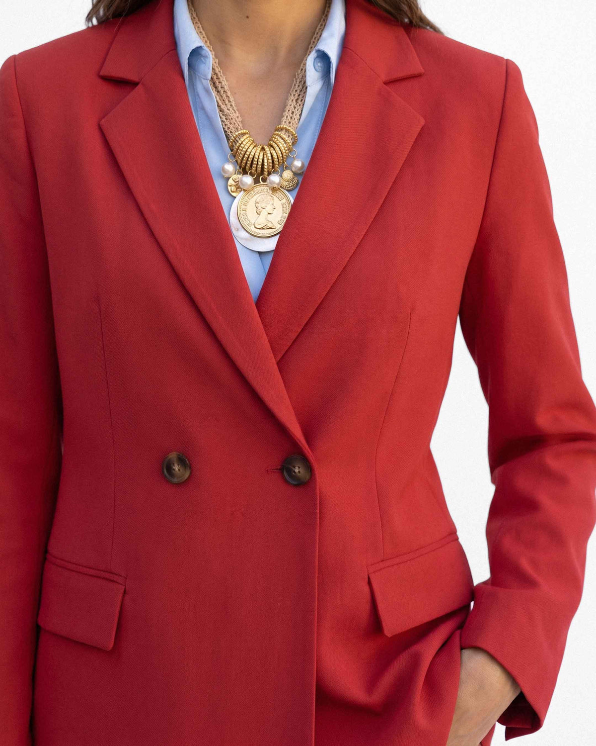 Chaqueta Barbara Lino Algodón, color rojo