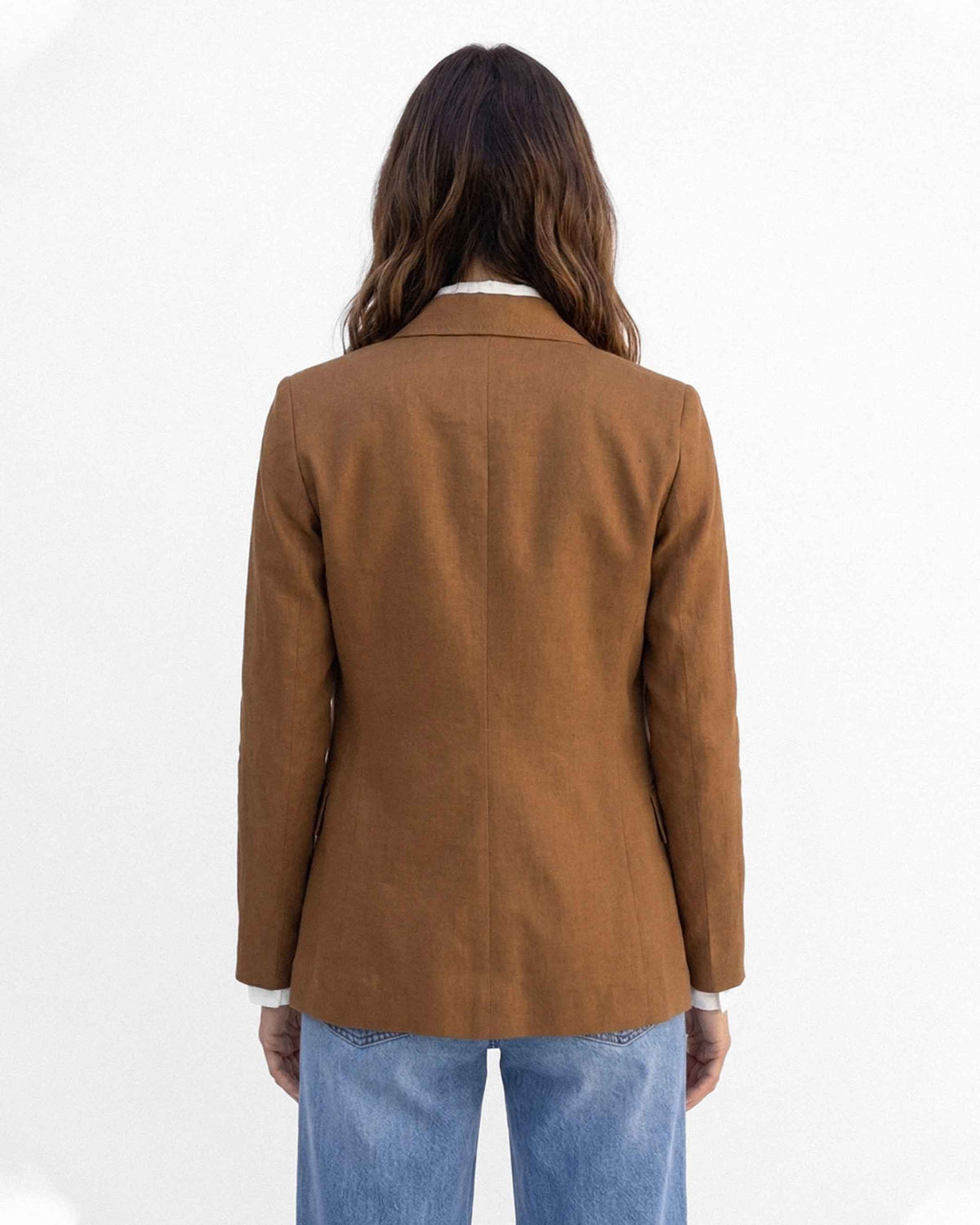Chaqueta Bárbara Lino Algodón, color tabaco