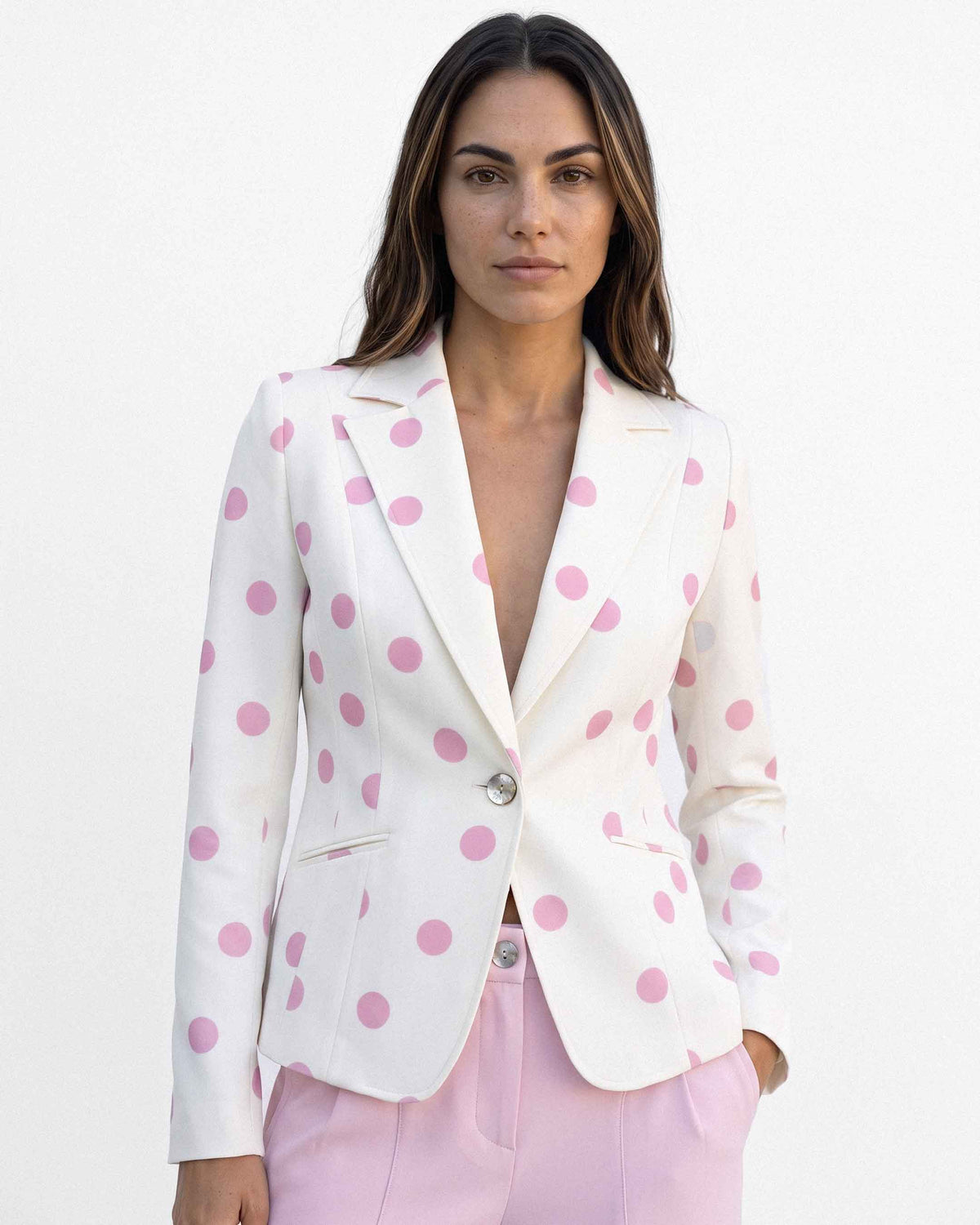 Chaqueta Carmen Milan Lunares, color rosa