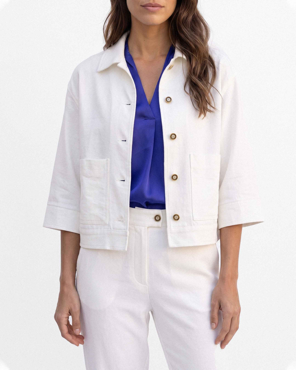 Chaqueta Mallorquita Twill-ZH, color blanco