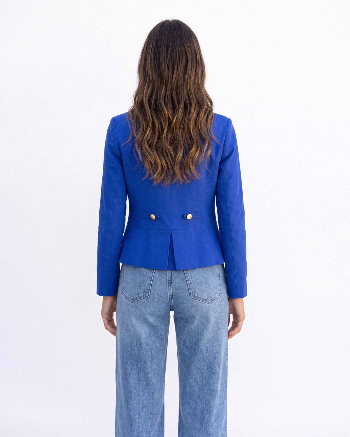 Chaqueta Nápoles Lino Algodón, color azulino