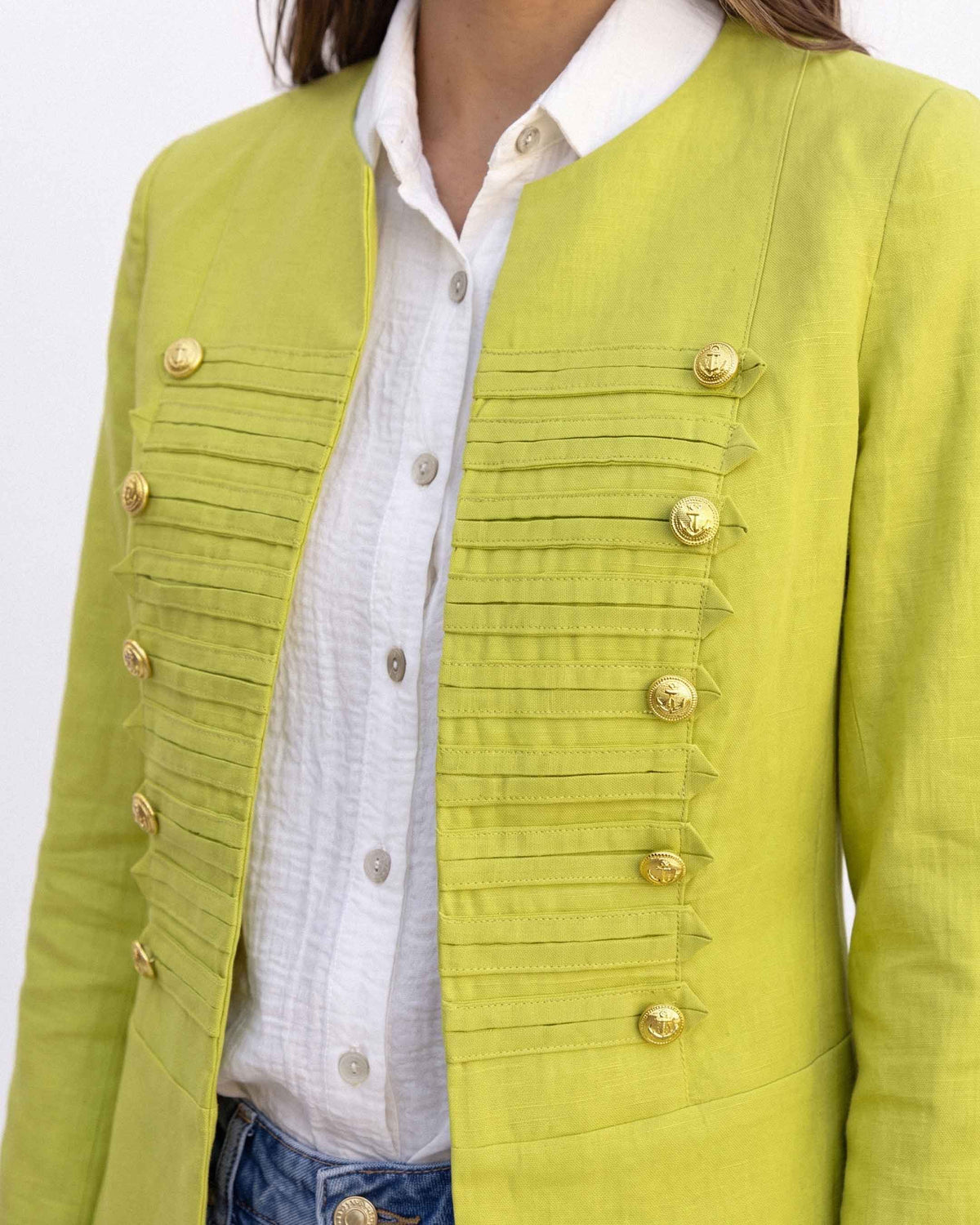 Chaqueta Nápoles Lino Algodón, color pistacho