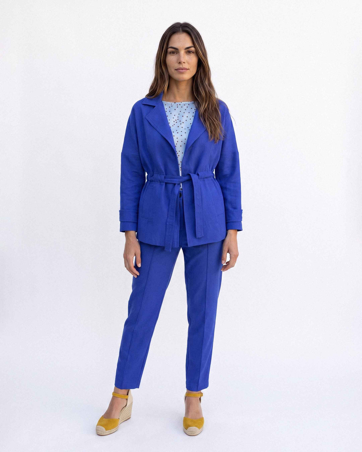 Chaqueta Saray Lino Algodón, color azulino