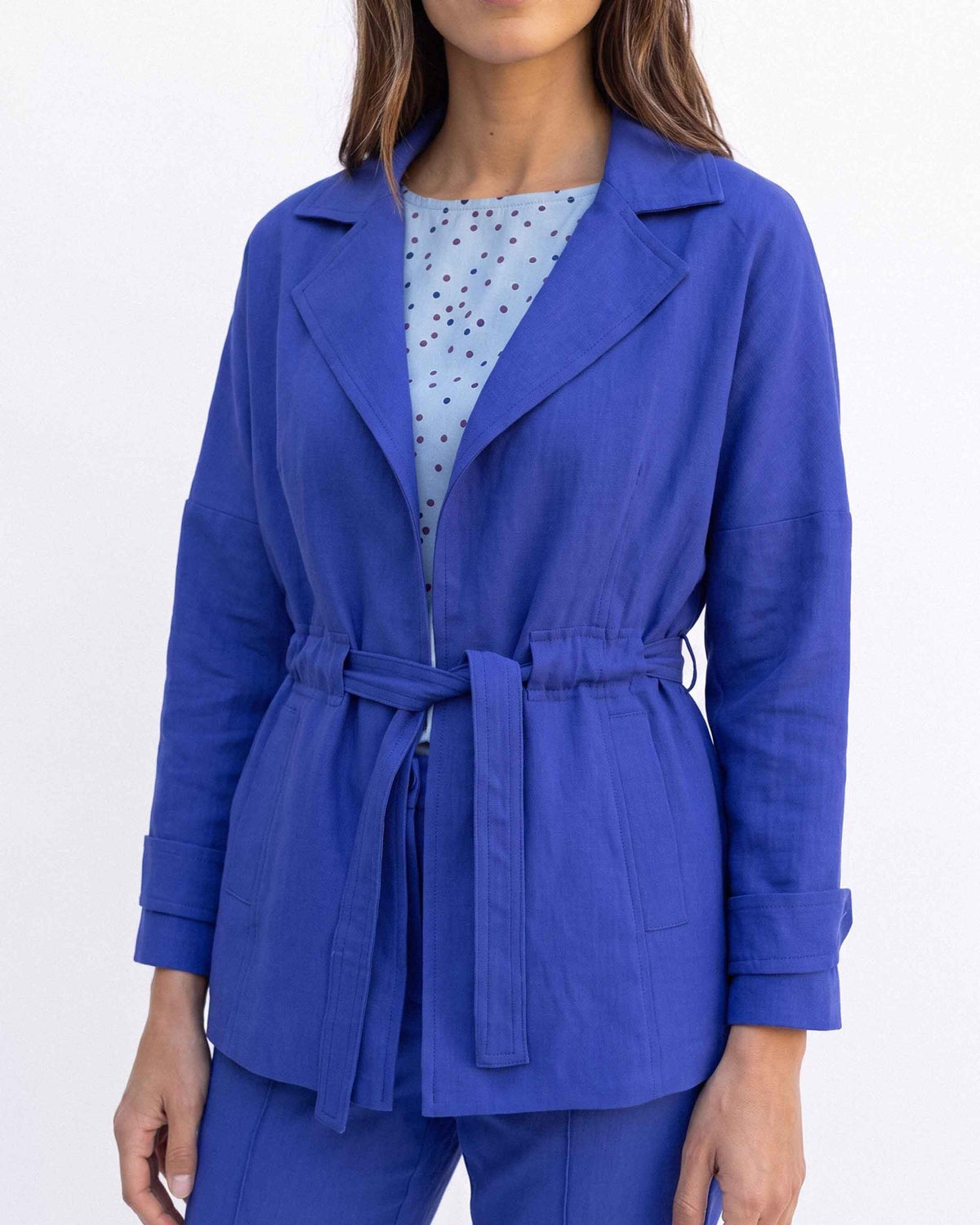 Chaqueta Saray Lino Algodón, color azulino