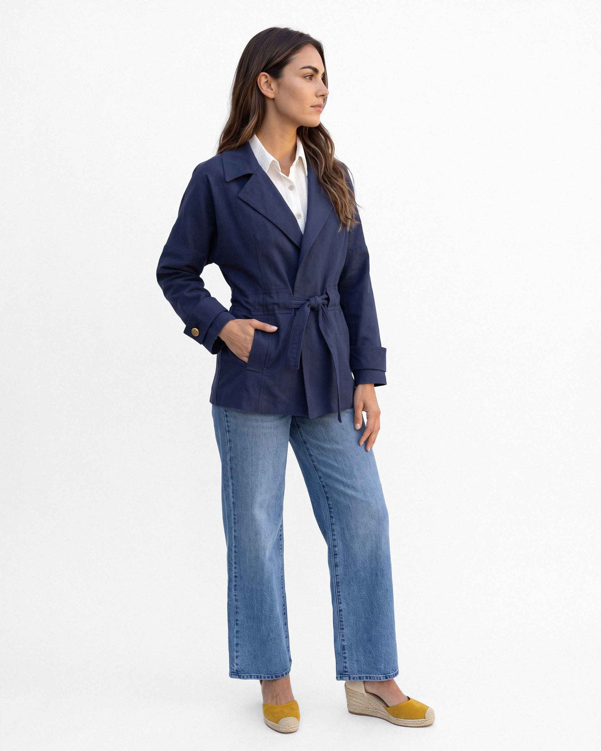 Chaqueta Saray Lino Algodón, color marino