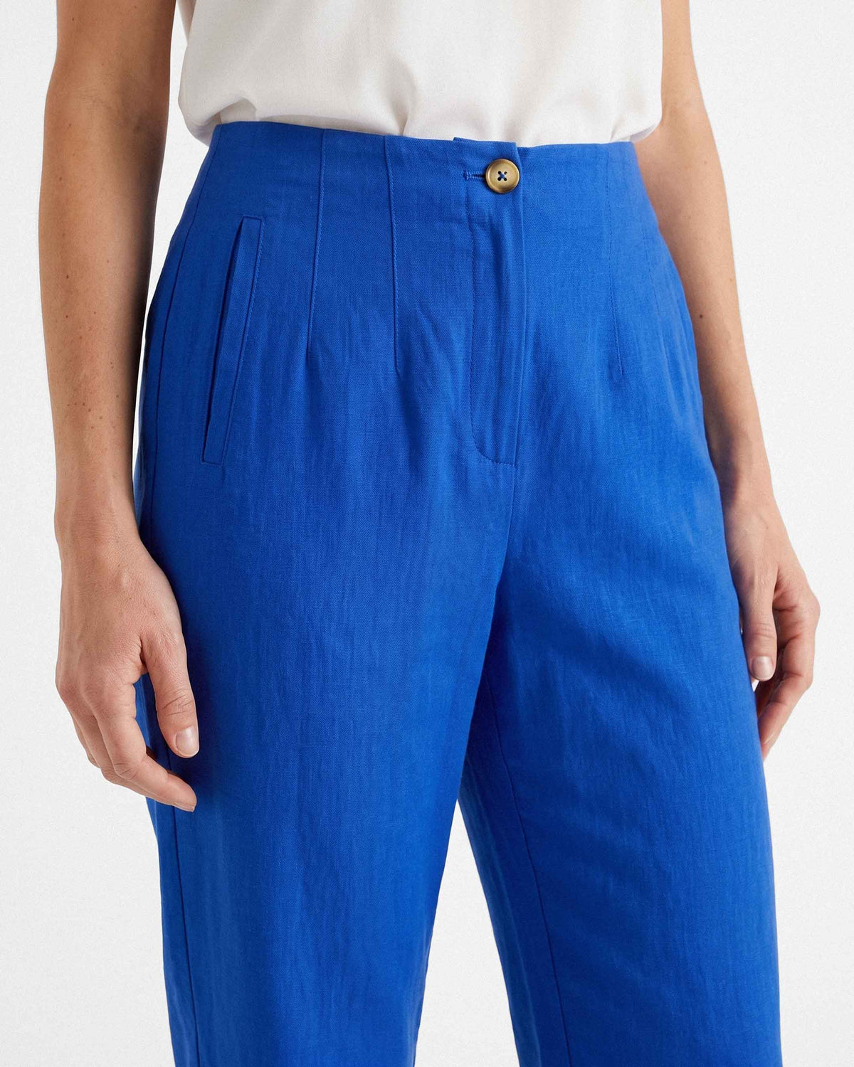 Pantalón Lucía Lino Algodón, color azulino