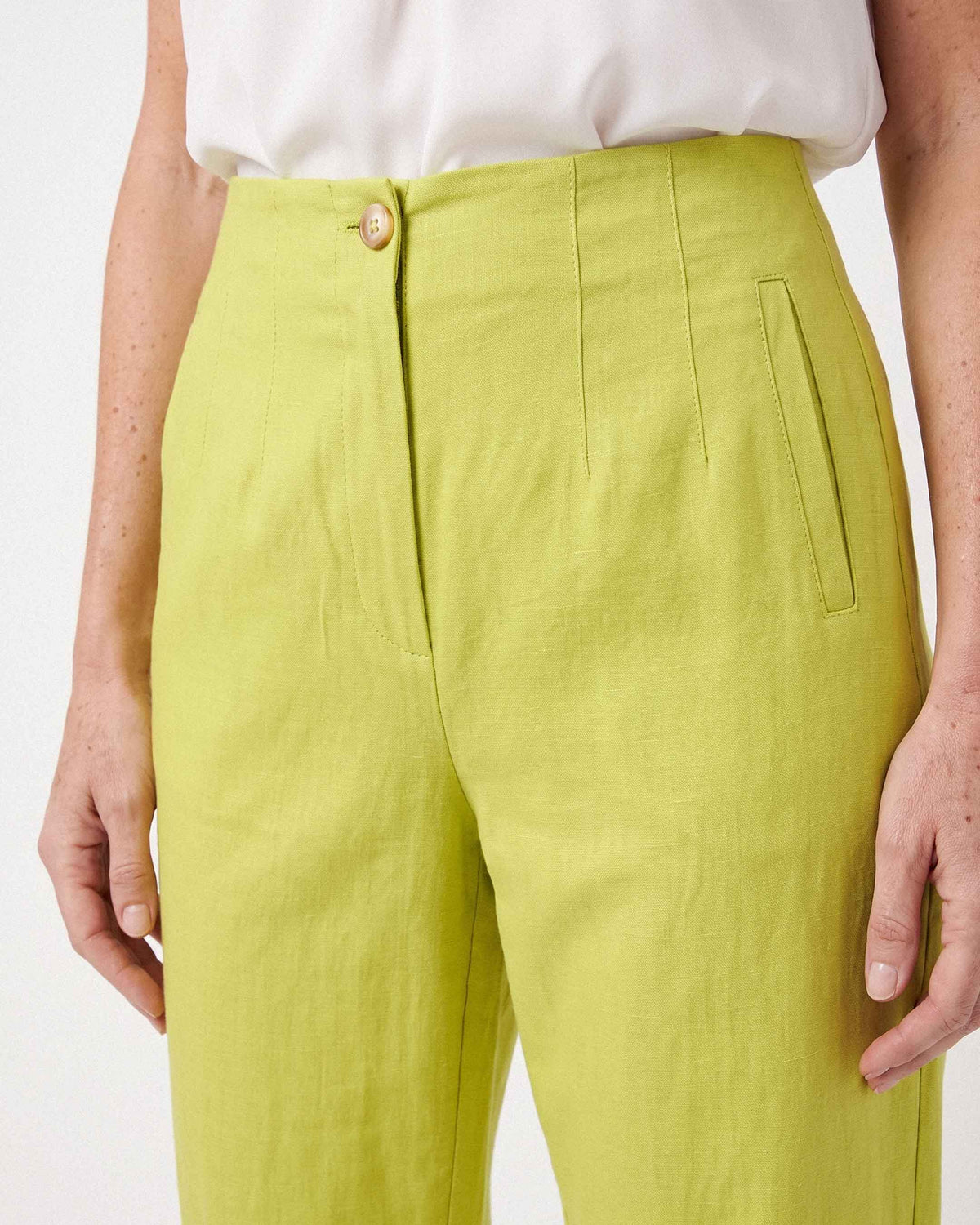 Pantalón Lucía Lino Algodón, color pistacho