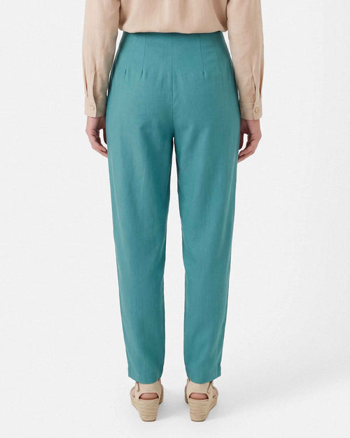 Pantalón Lucia Lino Algodón, color turquesa