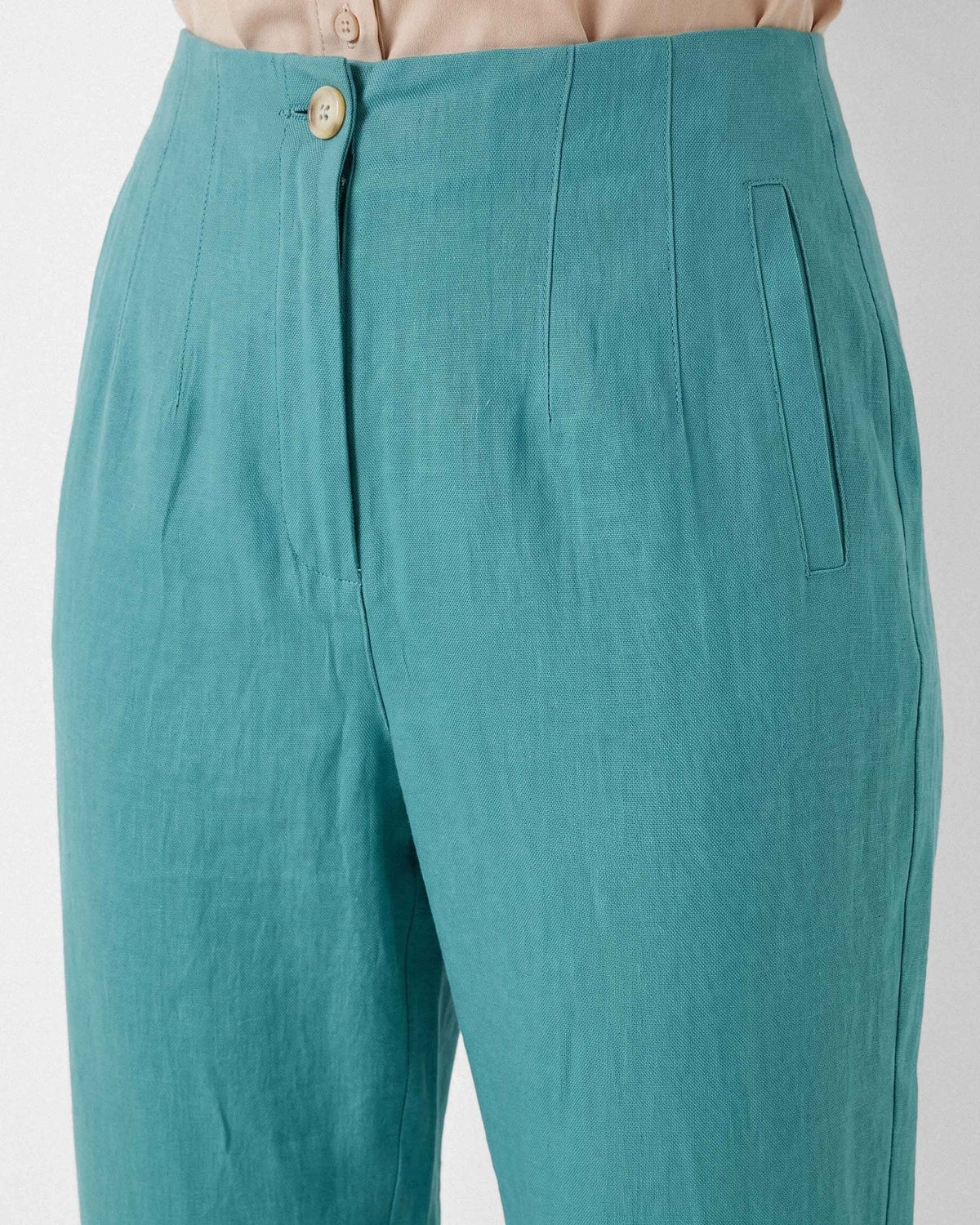 Pantalón Lucia Lino Algodón, color turquesa