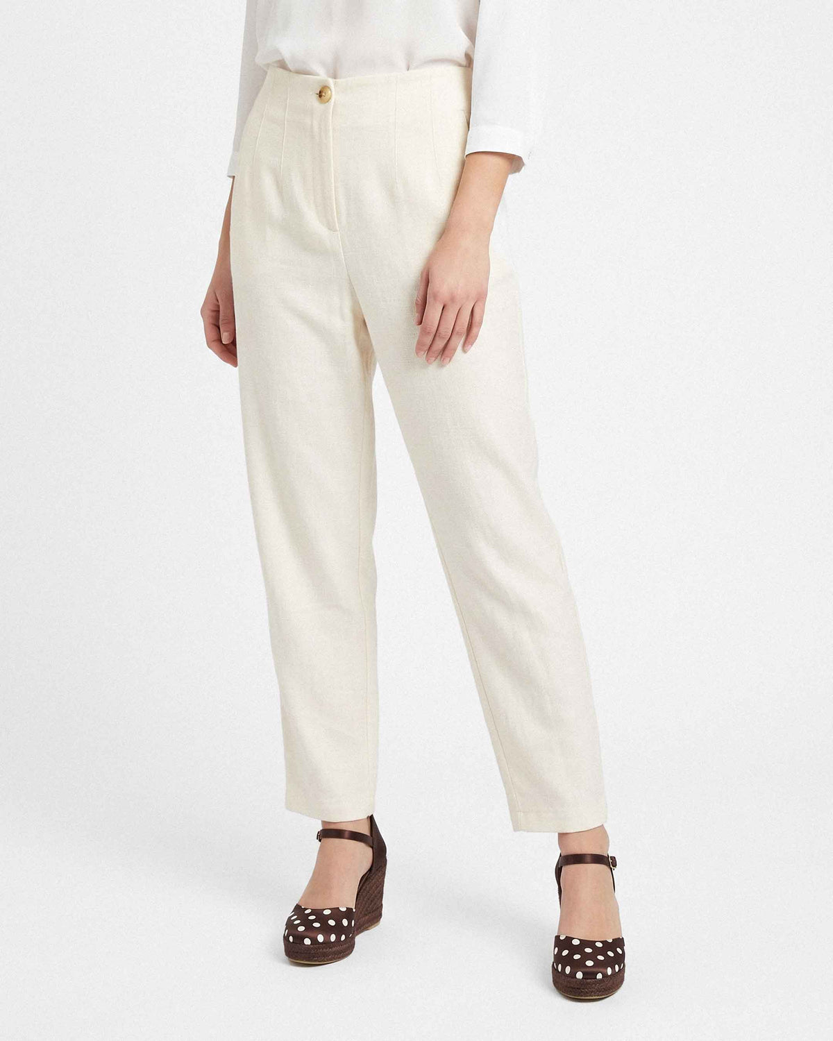 Pantalón Lucía Lino Venecia, color crudo