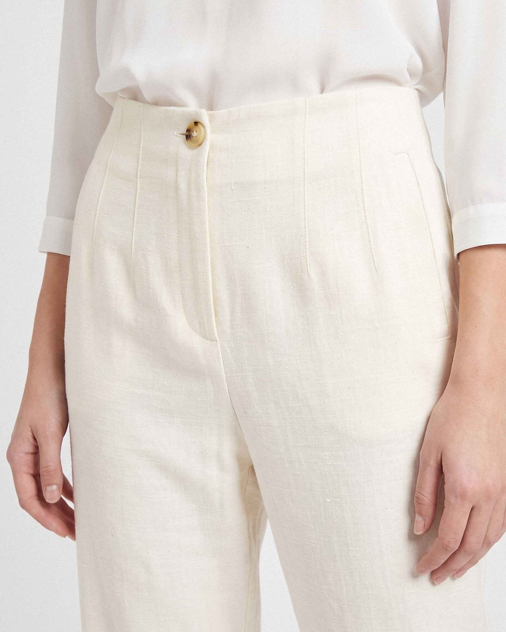 Pantalón Lucía Lino Venecia, color crudo