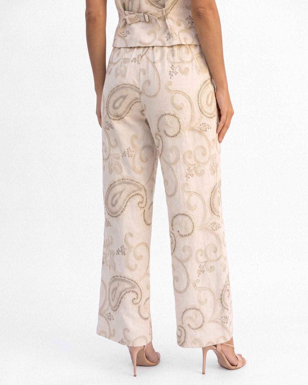 Pantalón Lino Bordado, color beige