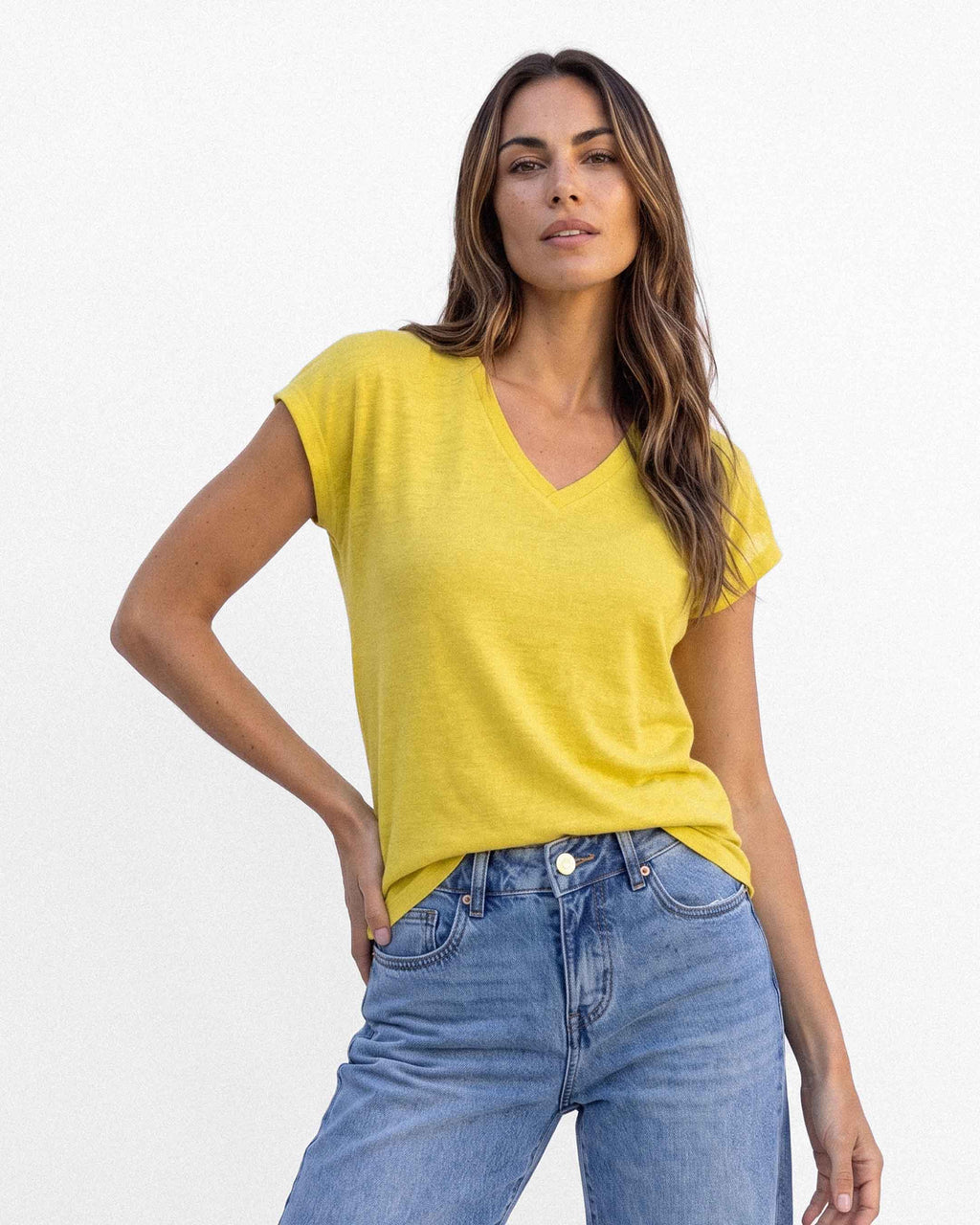 Polera Simply Flame, color mostaza