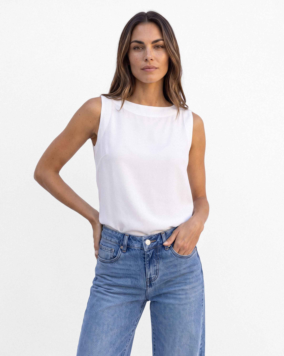 Top Paulina Nimes, color blanco