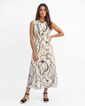 Vestido Carla Lagos Estampado, color crudo