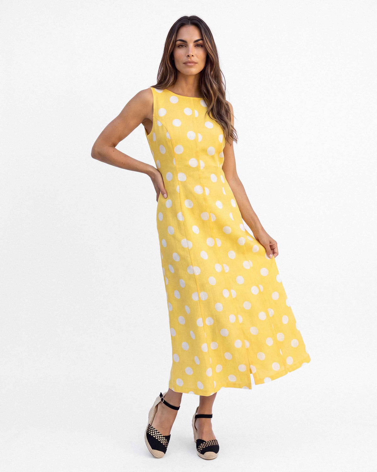 Vestido Carla Lagos Lunares, color amarillo