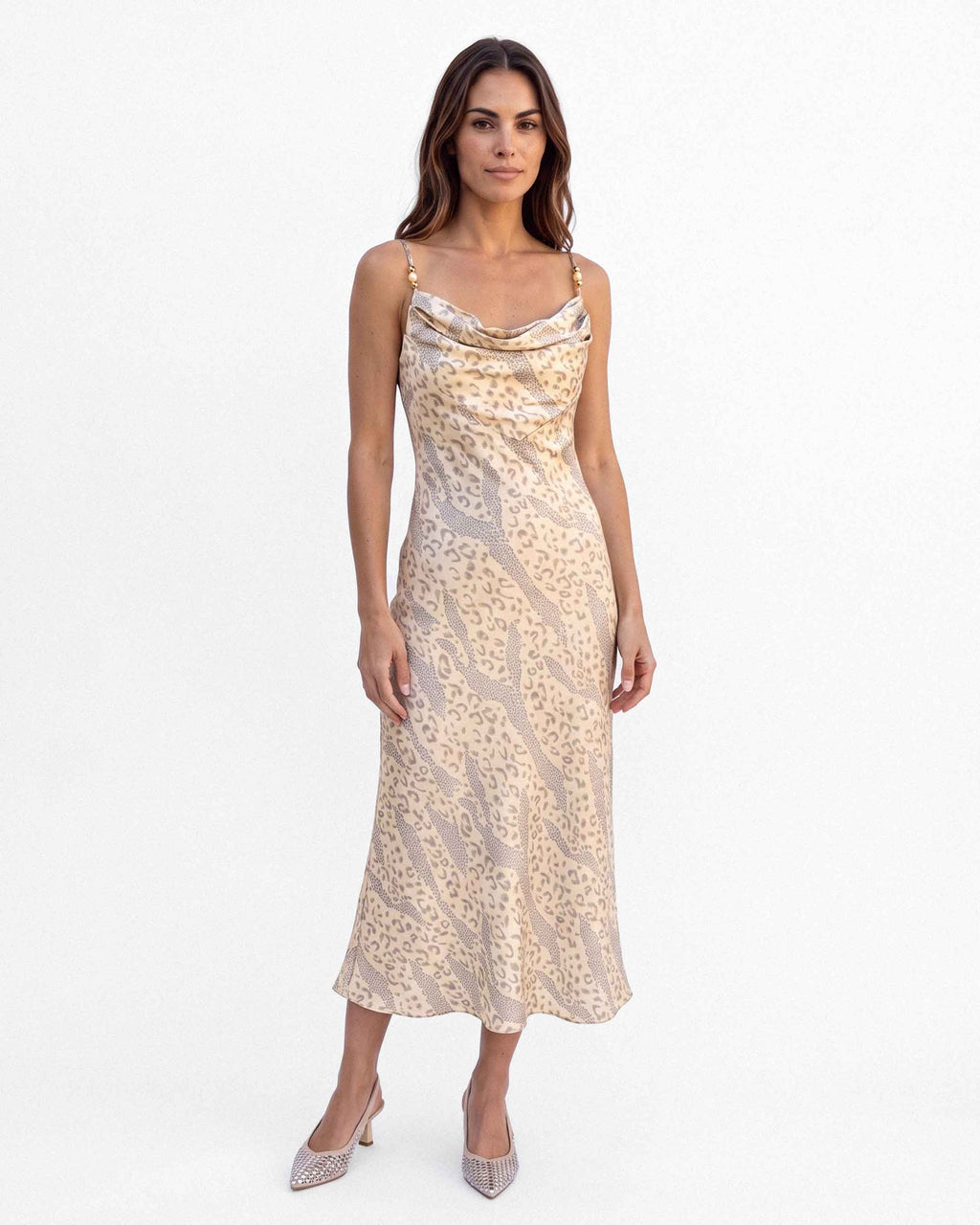 Vestido Estampado Print, color beige