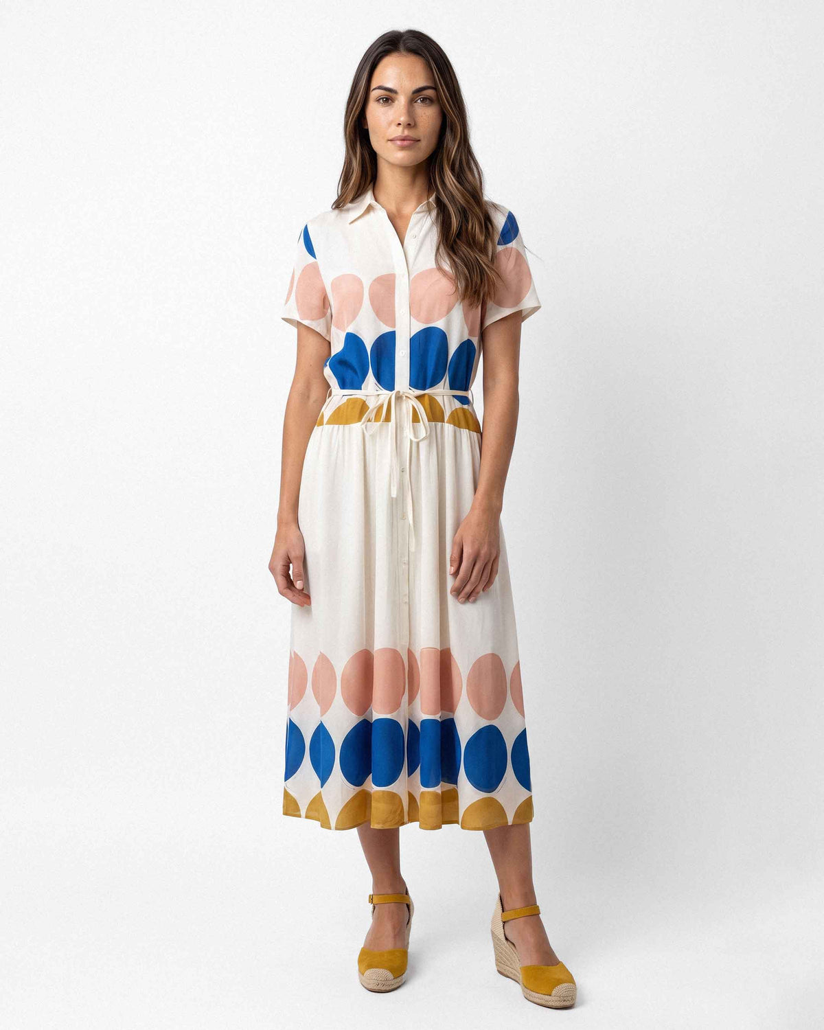 Vestido Estampado Puntos, color crudo